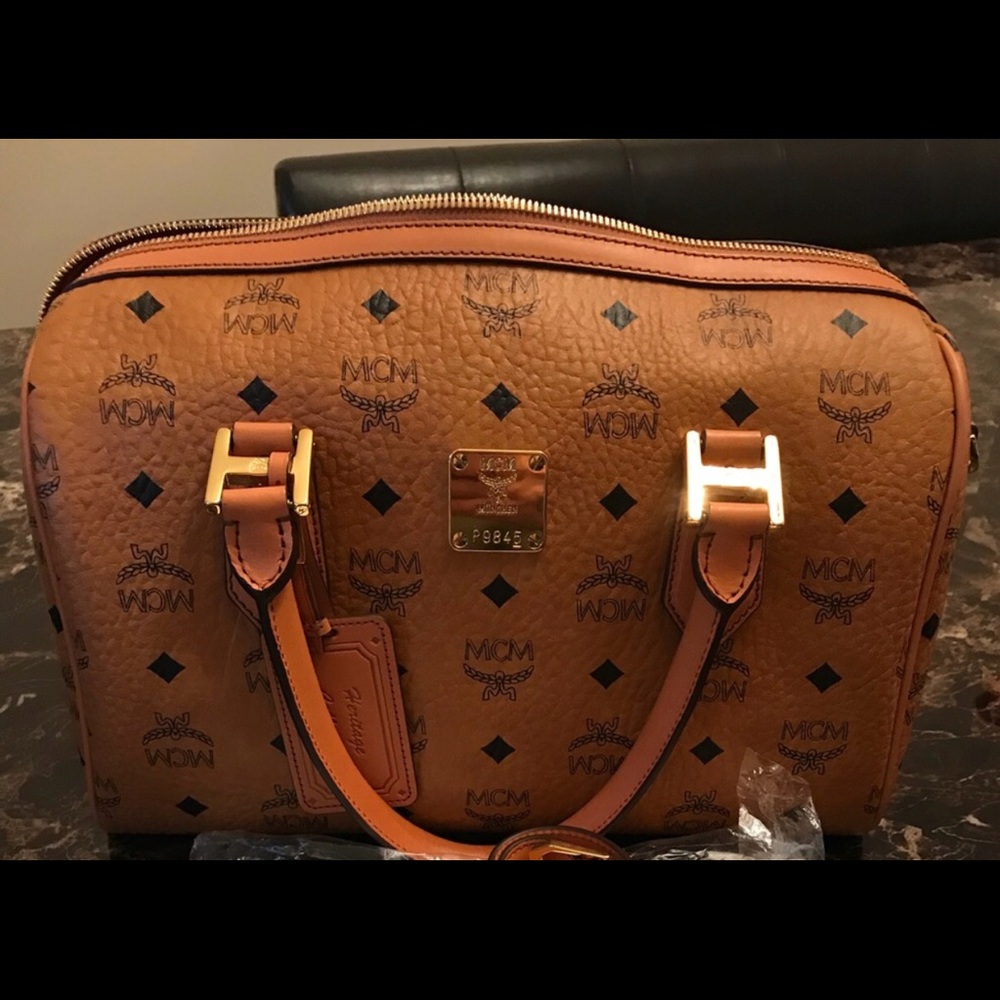 MCM Boston Authentic cognac